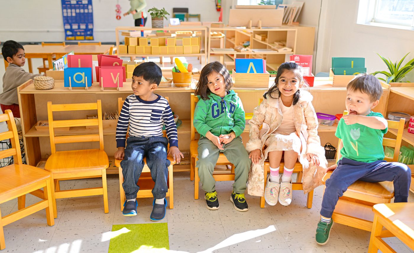 Children learning together at Milestones Montessori