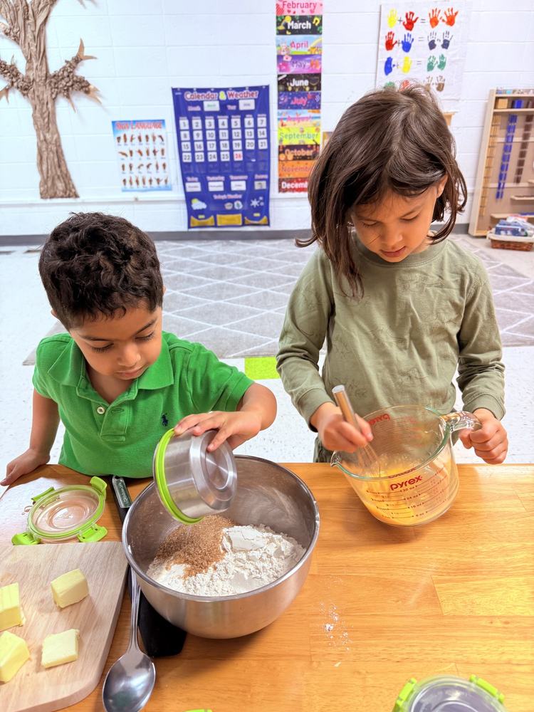 Student working on a detailed Montessori art project